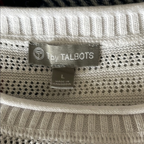 Talbots Elegant White Textured Knit Top EUC - Picture 5 of 8